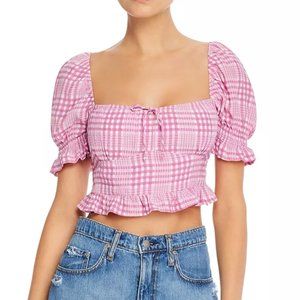 Faithfull the Brand Vaneda Puff-Sleeve Crop Top